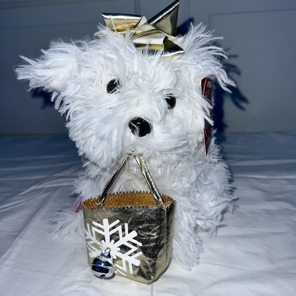 Dan Dee Spinning Animated White Dancing Christmas Dog Puppy Jingle Bells Holiday